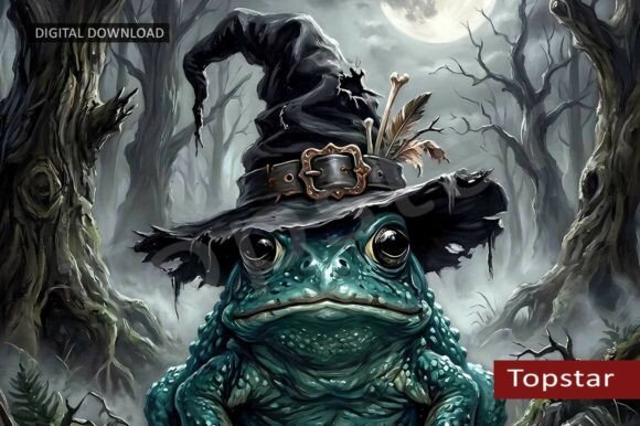 Download Funny Halloween Decor Frog Witch Hat Art - Witch hat Collection