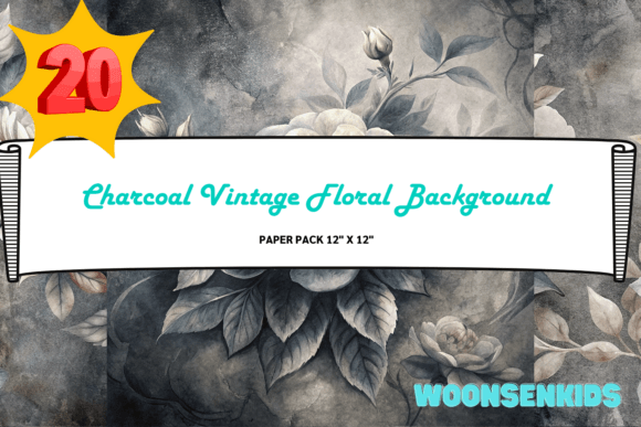 Download 20 Charcoal Vintage Floral Background Watercolor Png Kdp Digital Paper - Premium Resources