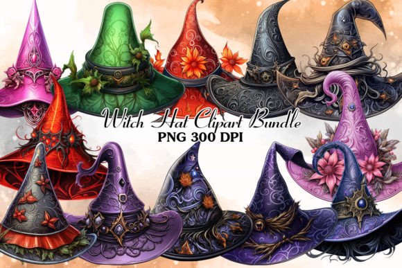 Download Witch Hat Sublimation Clipart Bundle - Witch hat Collection