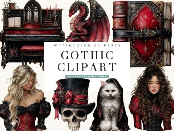 Download Watercolor Gothic Halloween Clipart - Premium Resources