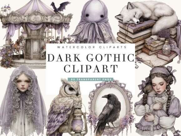 Download Watercolor Dark Gothic Clipart Bundle - Premium Resources