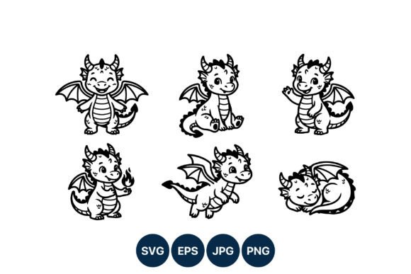 Download Cute Baby Dragon Vector Art Set - Vector art Collection