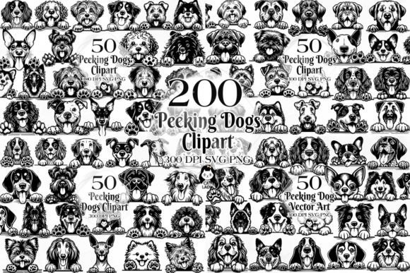 Download 200 Peeking Dogs Vector Art SVG PNG - Vector art Collection