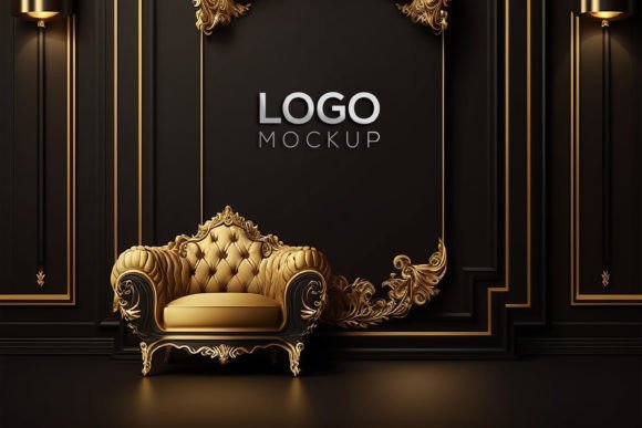 Download Logo Mockup | Black Wall Interior Mockup - Premium Bundle