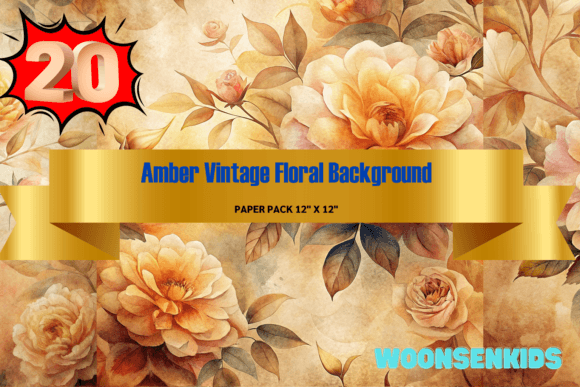 Download Best Amber Vintage Floral Background Png - Premium Resources