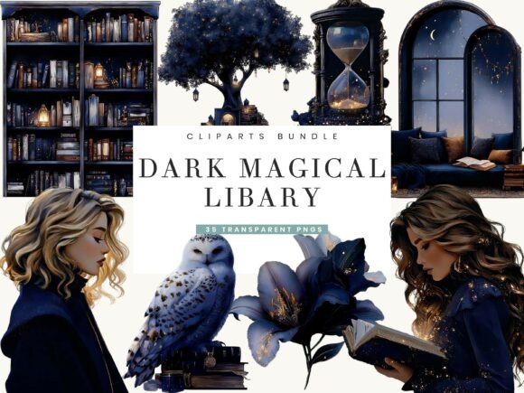 Download Dark Magical Libary Clipart Bundle - Premium Resources